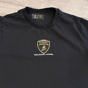Macron Lamborghini Squadra Corse T-Shirt Mens XXL Black Racing Tee Luxury Cars